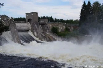 Пуск воды на плотине в Иматре. Финляндия.
