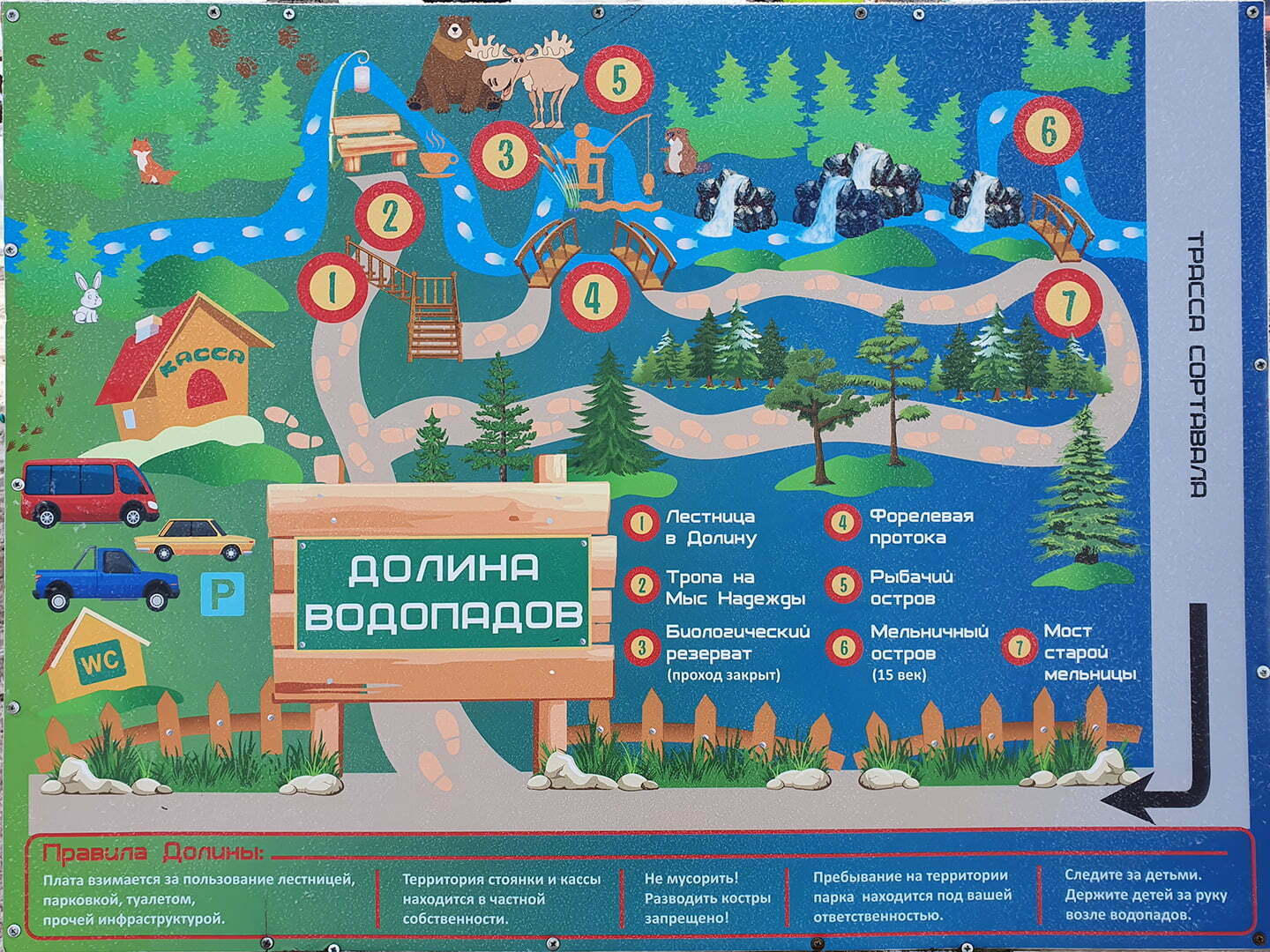 План-схема парка Долина водопадов в Карелии